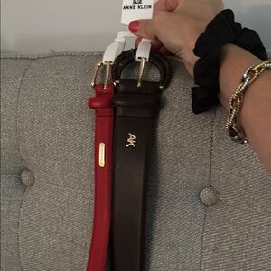 Anne Klein Red and dark brown Leather Belts